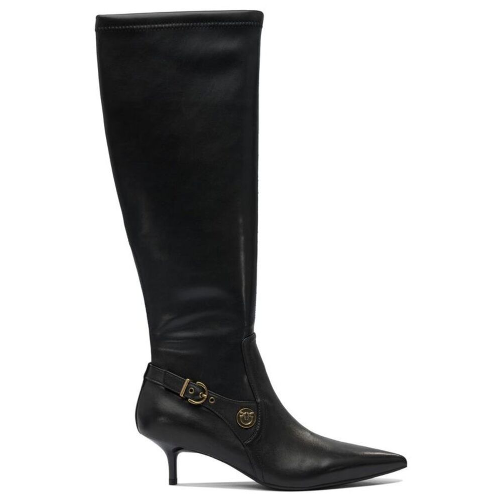PINKO Women's Kitten Heel Pointed Toe Knee-High Boots Women BLACK